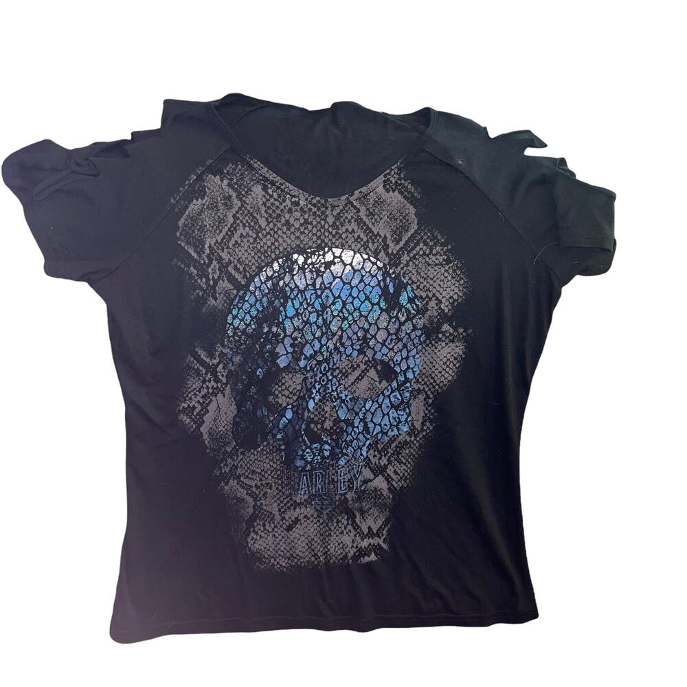 2020 Harley Davidson Shirt XL Black Skull Biker Motorcycle NH Whimsy Goth